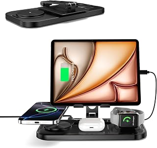 Inductief laadstation Apple Watch en iPhone voor meerdere apparaten, 4-in-1 iPad laadstation tablet, mobiele telefoon oplaadstation voor iPhone 15 Pro Max/14-serie, draadloze oplader, opvouwbaar voor