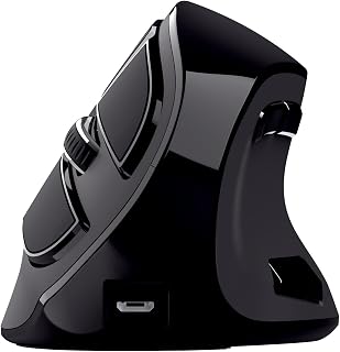 Trust Voxx Wireless Vertical Mouse, Draadloze Oplaadbare Ergonomische Muis, Anti RSI, Bluetooth of 2.4 GHz, 9 Knoppen, 1200/1600/2000/2400 DPI, PC/Mac/Macbook/Laptop/Chromebook/Computer - Zwart
