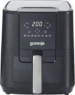Gorenje AF1350DWB heteluchtfriteuse, 1.350 watt, mand 5,4 liter met kijkvenster, 8 automatische programma's, antiaanbaklaag, led-display, 28 x 35,3 x 32,1 cm, zwart