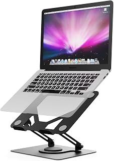 GRIFEMA GB1050 Laptop Stand met 360° Rotatie Verstelbaar, Draagbaar, Ergonomisch, met Ventilatieopening Compatibel met de Meeste 11-17 inch Notebook Holder, Zwart