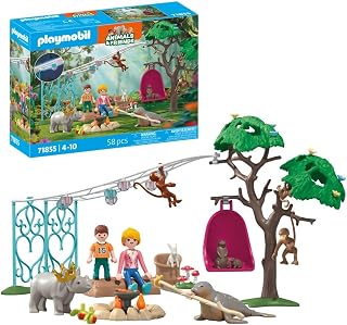 PLAYMOBIL | Animals & Friends | Grappig verjaardagsfeest | Speelgoed vanaf 4 jaar | Cadeau voor kinderen | Bevordert creativiteit en omgang met dieren | Met lichtgevende slinger in het donker