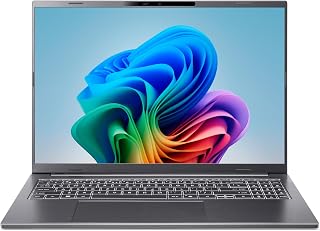 Acer Aspire 16 AI (A16-11M-X1CW) AI laptop, Copilot+ PC, 16 inch WUXGA IPS 120Hz display, Qualcomm Snapdragon X X1-26-100, 16 GB RAM, 512 GB SSD, Qualcomm Adreno GPU, Windows 11, QWERTZ lay-out