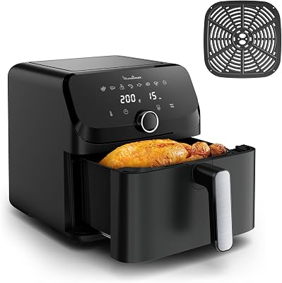 Moulinex Easy Fry Mega EZ8558 Luchtfriteuse, 7,5 liter, laag energieverbruik, voor gezinnen, mand met antiaanbaklaag, compact design, 8 modi