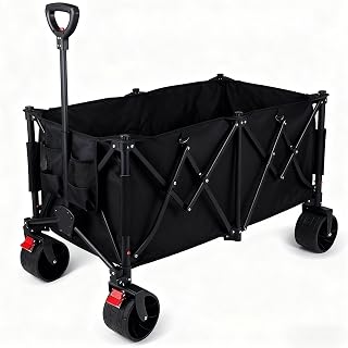 YEAUPR PRO Opvouwbare wagenwagen met wielen opvouwbaar - opvouwbare utility wagens voor kruidenierswinkel, strand, sport, tuin, winkelen, camping - 70L inhoud, 50kg draagvermogen, Gitzwart