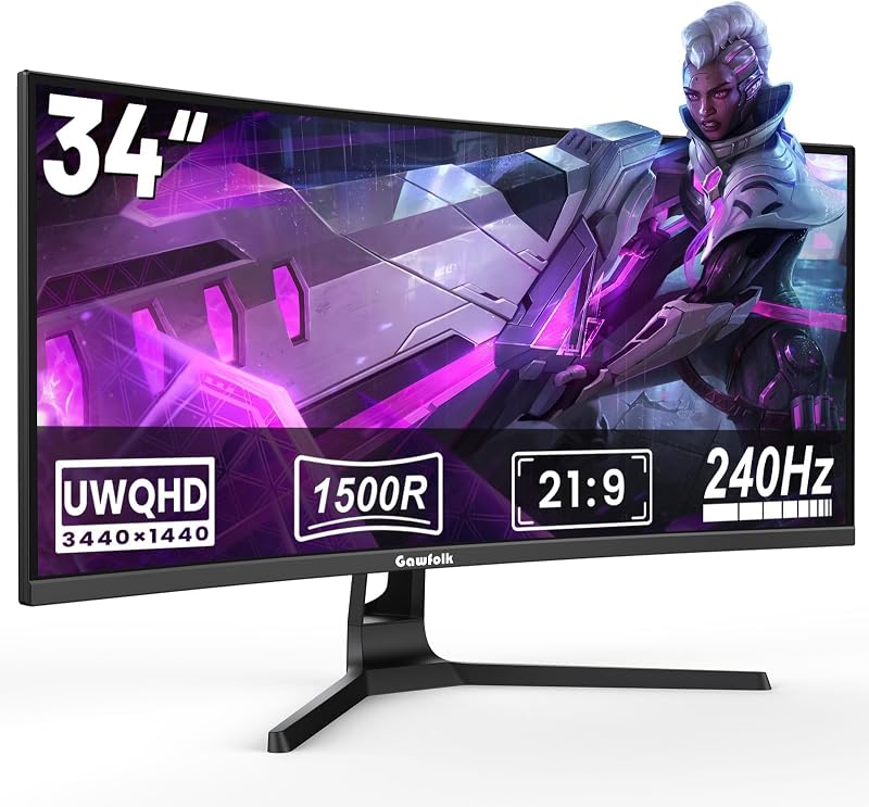 Gawfolk 34 Inch Ultrawide Curved Gaming Monitor - outlet/retourdeal