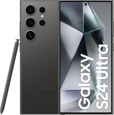 Samsung Galaxy S24 Ultra AI Smartphone, Android-telefoon zonder contract, 12 GB RAM/512 GB opslag, 200 MP camera, S Pen, lange batterijduur, Titanium Black, 3 jaar fabrieksgarantie