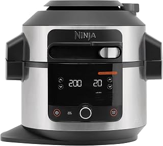 Ninja Foodi Multicooker met SmartLid, 11 Kookfuncties in 1, 6L, 11-in-1 Multicooker, Snelkoken, Airfryen, Combi-Stomen, Slow Cooking, Grillen, Bakken, Roestvrij Staal, OL550EU