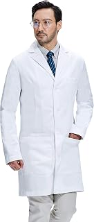 Dr. James Premium Laboratoriumjas voor Heren, Zakken voor Smartphone & Tablet, Getailleerde Snit, Knoopsluiting
