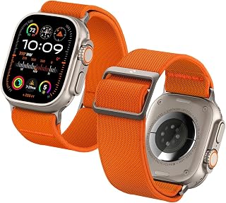 Spigen Lite Fit Ultra armband ontworpen voor Apple Watch Ultra 3/2/1 49 mm, serie 11/10 46 mm, serie 9/8/7/SE 45 mm, 44 mm, verstelbare nylon solo-band