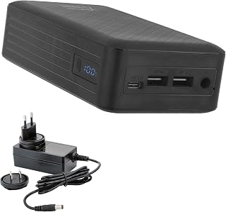 XT-27000DC-PA powerbank met netadapter, moderne externe batterij met DC 5 V tot 24 V + USB-C PD + 2 x USB QC3 met 26800 mAh – voor laptop, tablet, smartphone, camera
