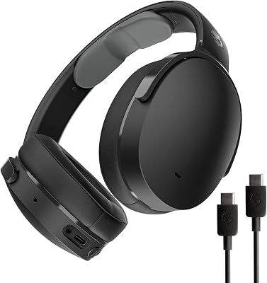 Skullcandy Hesh ANC Draadloze over-ear koptelefoon met ruisonderdrukking, een accuduur van 22 uur, microfoon, ondersteuning voor iPhone/Android- en Bluetooth-apparaten – Zwart