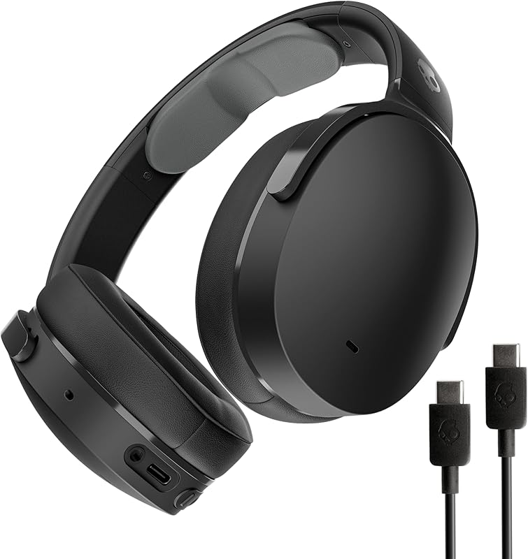 Skullcandy Hesh ANC Draadloze over-ear koptelefoon met ruisonderdrukking, een accuduur van 22 uur, microfoon, ondersteuning voor iPhone/Android- en Bluetooth-apparaten – Zwart