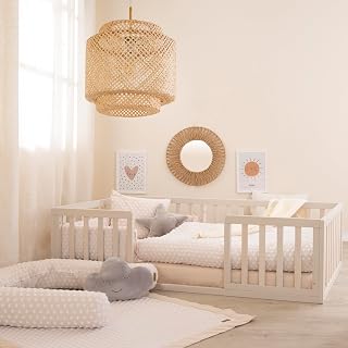 roba Montessori vloerkindbed 70x140 cm met lattenbodem en valbeveiliging laag bij de grond stone washed