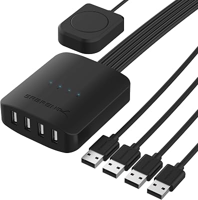 SABRENT USB 2.0 Sharing Switch tot 4 computers en randapparatuur LED-apparaatindicatoren (USB-USS4)