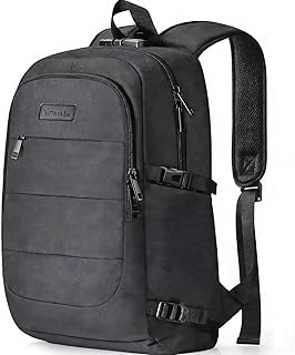 Tzowla Laptoprugzak voor heren, waterdichte antidiefstalrugzak voor school, universiteit, met USB-oplaadpoort en slot, 14/15,6 inch laptoptas voor dames, jongens, vrijetijdswerk, reisrugzak, zwart