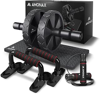 Amonax Convertible Exercise Wheel Roller Buikroller Ab Wheel Ab Roller met Grote Kniemat voor Buikspiertraining. Buiktrainer, Buikspierroller, Buiktraining voor Mannen en Vrouwen
