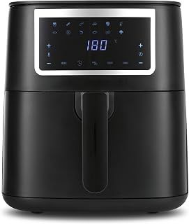 GOURMETmaxx Heteluchtfriteuse, 6,5 liter, airfryer, friteuse met touchscreen, 9 functies, 11 programma's, mini-oven, bijna zonder olie braden, airfryer-accessoires, vaatwasmachinebestendig