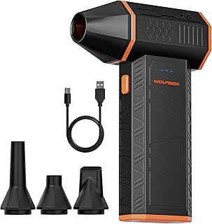 Wolfbox MF50 Elektrische stofblazer, 110.000 tpm, instelbare mini-ventilator met 3 snelheden, stofblazer voor computer, toetsenbord, huis, buiten en in de auto
