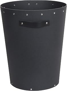Bigso Box of Sweden ARIES Prullenbak voor kantoren – vuilnisemmer met lederen handvat voor moderne inrichtingen – kantoorafvalemmer van gerecyclede vezelplaat – zwart
