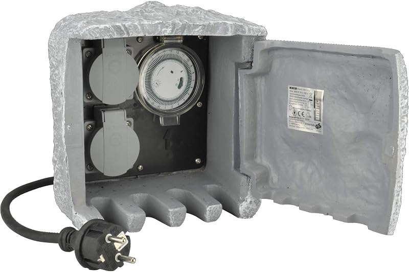 Unitec 44244 Stekkerdoos voor de tuin in in steen-look - tweedehands - goed — outlet/retourdeal