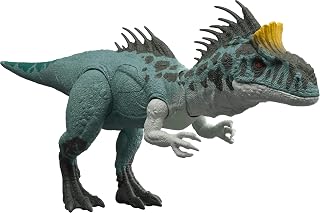 Mattel Jurassic World Wild Brullende Crylophosaurus Dinosaurusactiefiguur, Aanvalactie en Lichtjes en Brulgeluid, Scancode voor Digitaal Spel, JKL80