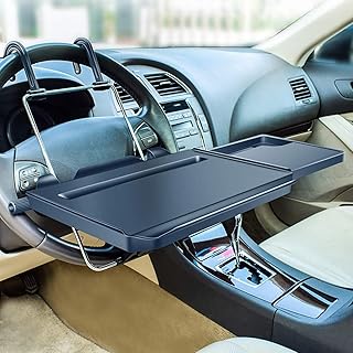 2 in 1 Auto Stuurwiel Tray/Achterbank Hoofdsteun Lade Voor Eten Eten Drinken En Schrijven Laptop Werk, Zwarte Auto Bureau