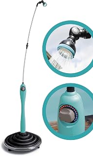 GF Garden Sunny Style, zonnedouche, tuindouche, zwembad, voor buiten, ook ideaal voor vakantie en camping, met mixer voor warm en koud water, kleur lichtblauw