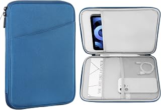 MoKo Hoes voor tablet van 9-11 inch, geschikt voor iPad air 5 10.9" 2022, iPad Pro 11 M2 2022-2018, iPad 10th 10.9 2022, iPad Air 4 10.9, Tab S8/A7, beschermende draagtas met zak, pauwblauw