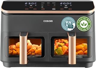 COSORI CAF-R903 CAF-R903 Dubbele luchtfriteuse, digitaal, 8,5 l, grote capaciteit, 8-in-1 functie, 35-230 °C, venster, met online recepten