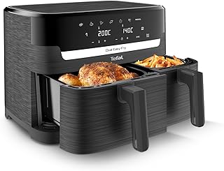 Tefal Easy Fry Digitale luchtfriteuse met dubbele zones, 2 laden, 8,3 l, 8-in-1, luchtfrituren, extra knapperig, braden, bakken, opwarmen, dehydreren, 6 porties, antiaanbaklaag, manden geschikt voor