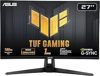 ASUS TUF Gaming VG27AQ3A 27 inch gaming monitor (QHD (2560x1440), 180Hz, Fast IPS, ELMB Sync, 1ms (GTG), Freesync Premium, G-Sync compatibel, variabele overdrive, 130% sRGB)