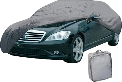 Dunlop Autohoes XL - Beschermhoes Auto Universeel - Auto Hoes 534 x 178 x 120 cm - Afdekhoes met Elastieken Koord en Ringen - Waterdicht voor Binnen en Buiten - Grijs