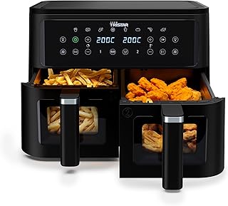 Tristar Dubbele Airfryer, 9 L Capaciteit, 10 Programma’s, Digitaal Display, Kijkvensters, PFAS-vrij, Gezond Bakken Zonder Olie, 2500 W, FR-9429