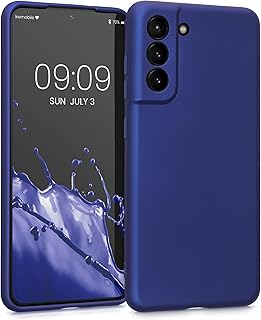 kwmobile telefoonhoesje compatibel met Samsung Galaxy S21 FE hoesje - Zachte case voor smartphone - Back cover in metallic blauw