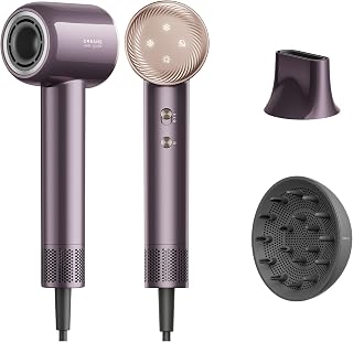 DREAME Glory Combo Föhn, 110.000 tpm, Professionele Föhn, 70 m/s Luchtsnelheid, Krachtige negatieve-ionentechnologie, Lichtgewicht, Regeling van Temperatuur en Luchtstroomsnelheid, paars