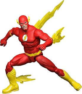 Mattel DC Premier, The Flash, Actiefiguur Serie 1, 16,5 cm, gedetailleerd ontwerp van de superheld met 22 beweegbare punten, snelheidseffecten en bliksemschichten, JMD98