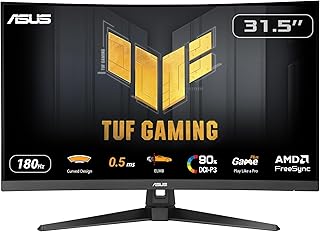 ASUS TUF Gaming VG32WQ3B 31,5 inch gaming monitor (QHD, gebogen, 180 Hz, ELMB, FreeSync, 1ms GTG (minimaal 0,5 ms), 90% DCI-P3, HDR, DisplayWidget Center)