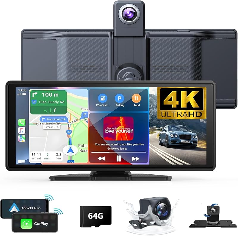 10.26" Draadloos Carplay-scherm 360 Rotatie 4K Dash Cam - outlet/retourdeal