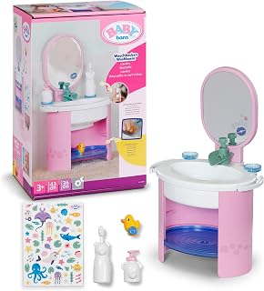 BABY born Wastafel voor 36 cm en 43 cm poppen, inclusief tandenborstel en zeepdispenser, werkt met water, geen batterijen nodig