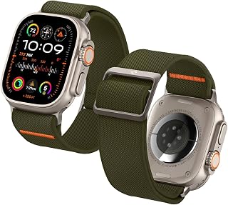 Spigen Lite Fit Ultra bandje compatibel met Apple Watch Band voor Apple Watch Ultra 2/Ultra (49mm), Series 9/8/7 (45mm), Series SE2/6/SE/5/4 (44 mm) en Series 3/2/1 (42 mm) Nylon Solo Loop
