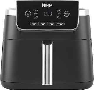 Ninja Air Fryer PRO 4.7L, Enkele Lade, 4-in-1, Airfryer, Roosteren, Opwarmen, Drogen, Voor 1-2 Porties, Digitaal, Voor Bevroren Voedsel, Anti-aanbak Lade & Mandje, 2000W, Zwart AF140EU