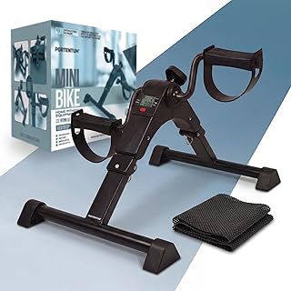 PORTENTUM Senior hometrainer met verbeterde basis en antislipmat, opvouwbaar met lcd-display, mini-fiets, arm en benen, compact, met verstelbare weerstand, voor sport en thuis