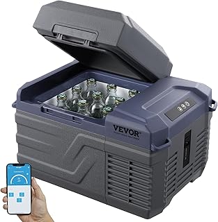 VEVOR Auto Koelkast, 12 Volt Auto Koelkast Koelkast, 12.7QT Single Zone Draagbare Vriezer, -4 °F -46 °F Verstelbaar bereik, 12/24V DC en 100-240V AC Compressor Koeler voor Outdoor, Camping, RV