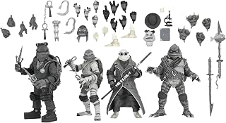 NECA - Universele Monsters/Teenage Mutant Ninja Turtles - 7" Schaal Actiefiguur - 4 Pack Schildpadden Zwart & Wit