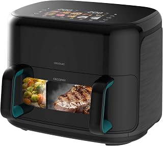 Cecotec Air Fryer Cecofry & Grill Smokin'Prime 11000, 2800 W, 3-in-1: friteuse, grill, plaat, geïntegreerde roker, scheidingswand, temperatuur 40 – 200 °C, gelijkmatig koken