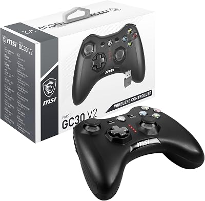 msi S10-43G0080-EC4 Force GC30 V2 Gaming Controller met vibratiesysteem (draadloos, voor PC, Android en diverse consoles, tot 8 uur batterijduur, zwart, 212 gram)