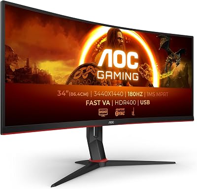 AOC Gaming monitor gebogen CU34G2XPD/BK 34 inch 180Hz Fast VA paneel - outlet/retourdeal