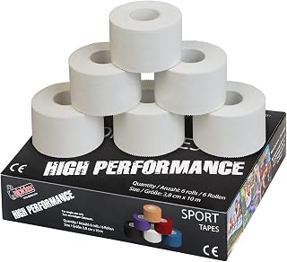 ALPIDEX 6 x sporttape, 3,8 cm x 10 m, sporttape, verschillende kleuren, gewrichtsband, niet-elastisch, handbal, voetbal, volleybal