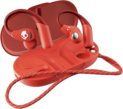 Skullcandy Push 540 Open Wireless Open Ear Bluetooth Earbuds, Koptelefoon, Zweet- en waterbestendig, Accuduur van 42 uur, Verwijderbare nekband, Stevige pasvorm - Rood