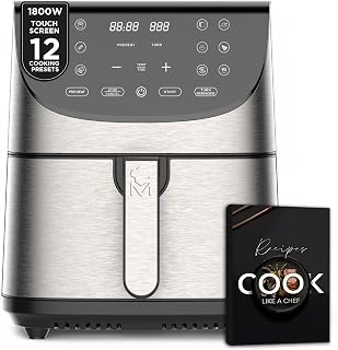 MasterPro Rocket 700 Heteluchtfriteuse, inhoud 7 liter en vermogen van 1700 W, led-touchscreen en mand met antiaanbaklaag, instelbare temperatuur 80-200 °C
